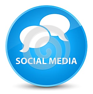 Social media (chat bubble icon) elegant cyan blue round button