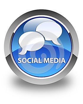 Social media (chat bubble icon) glossy blue round button