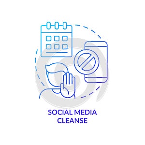 Social media cleanse blue gradient concept icon