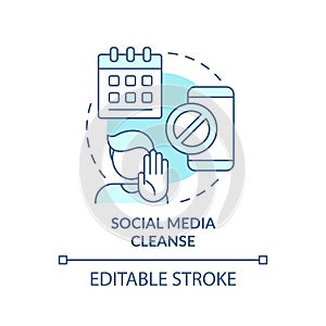 Social media cleanse turquoise concept icon