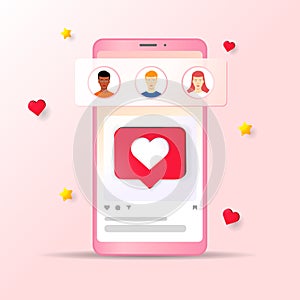 Social media communication concept for Valentines Day or dating site