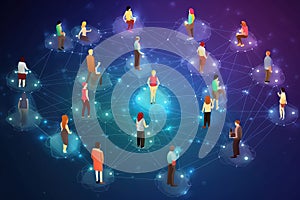 Social media communication link, virtual reality, global interconnection between users. Generative Ai