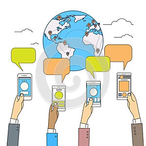 Social Media Communication World Globe Map Concept Internet Network Connection