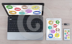 Social media concept on different devices