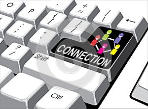 Social media concept: Enter button with connection on computer