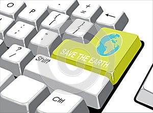 Social media concept: Enter button with save the earth on computer