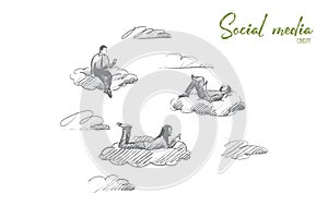 Social media concept. Hand drawn isolated vector