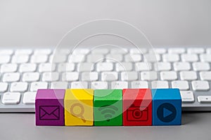 Social media concept icon on keyboard