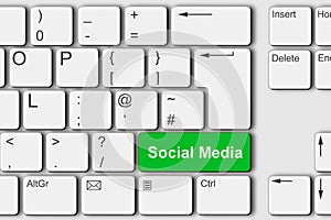 Social media concept PC computer keyboard 3d illustration