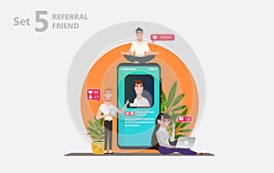 Social media concept. Refer friends