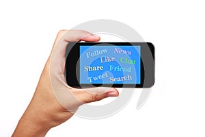 Social Media Concept Smart Phone With Hand