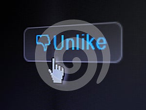 Social media concept: Unlike and Thumb Down on digital button background photo
