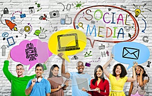 Social Media concepts with a multi-ethnic group of people