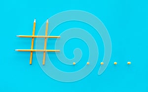 Social media and creativity concepts with Hashtag sign made of pencil.digital marketing images