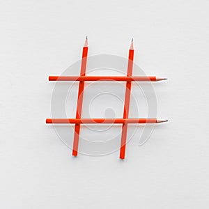 Social media and creativity concepts with Hashtag sign made of pencil.digital marketing images