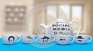 Social media cups teapot