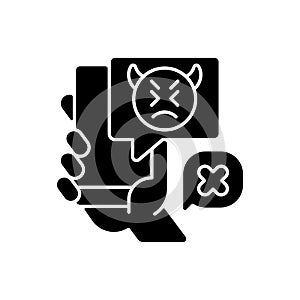 Social media cyberbullying black glyph icon