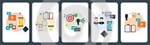 Social media, data, communication and business connection ?icons