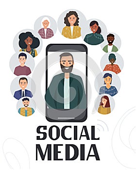 Social media design. Chat and video call communication in messengers. Mobile applications and internet technology. flat vector