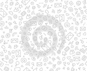 Social media doodle seamless pattern