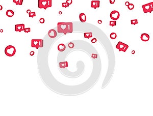 Social media elements on white background. Counter notification border. Social network. Comment and follower symbol