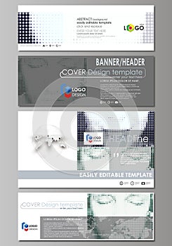 Social media and email headers set, modern banners. Abstract design template, vector layouts in popular sizes. Halftone