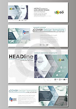 Social media and email headers set, modern banners. Abstract design template, vector layouts in popular sizes. Halftone