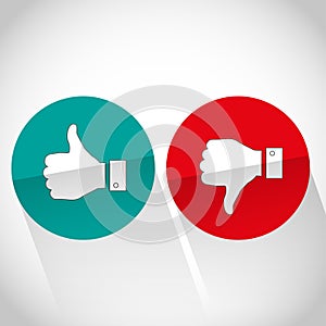 Social media flat like dislike hand icon