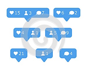 Social Media followers, comments, likes vector set