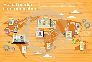 Social Media Global Communication People World Map