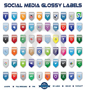 Social Media Glossy Labels