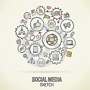 Social media hand draw sketch icons