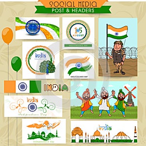 Social media header for Indian Independence Day.