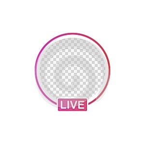 Social media icon avatar frame. Live stories user video streaming. Vector illustration.