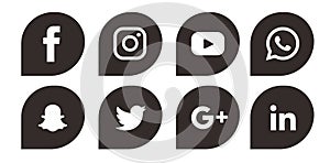 Social media icon with black and white color