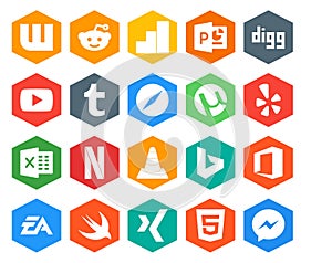 20 Social Media Icon Pack Including bing. media. safari. vlc. excel