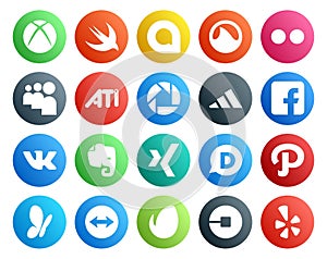 20 Social Media Icon Pack Including envato. msn. adidas. path. xing