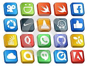 20 Social Media Icon Pack Including github. opera. player. overflow. question