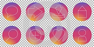 Social media icon set with sunset background