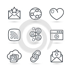 Social media icon set. Vector illustration