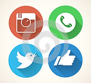 Social media icons set. Colorfull network symbols isolated on white background