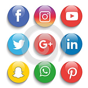 Social media icons set Logo Vector Illustrator