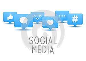 Social media icons on white