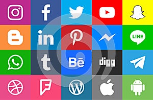 Social media rounded and colorfull