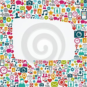 Social media icons white speech bubble shape EPS10