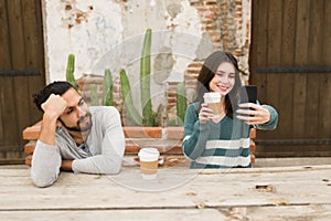 Social media influencer at a cafe