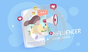 Social media influencer concept, illustration