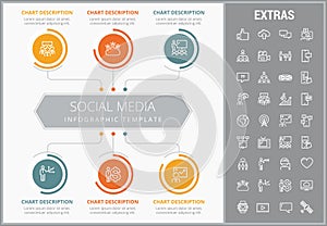 Social media infographic template, elements, icons