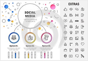 Social media infographic template, elements, icons