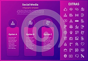 Social media infographic template, elements, icons